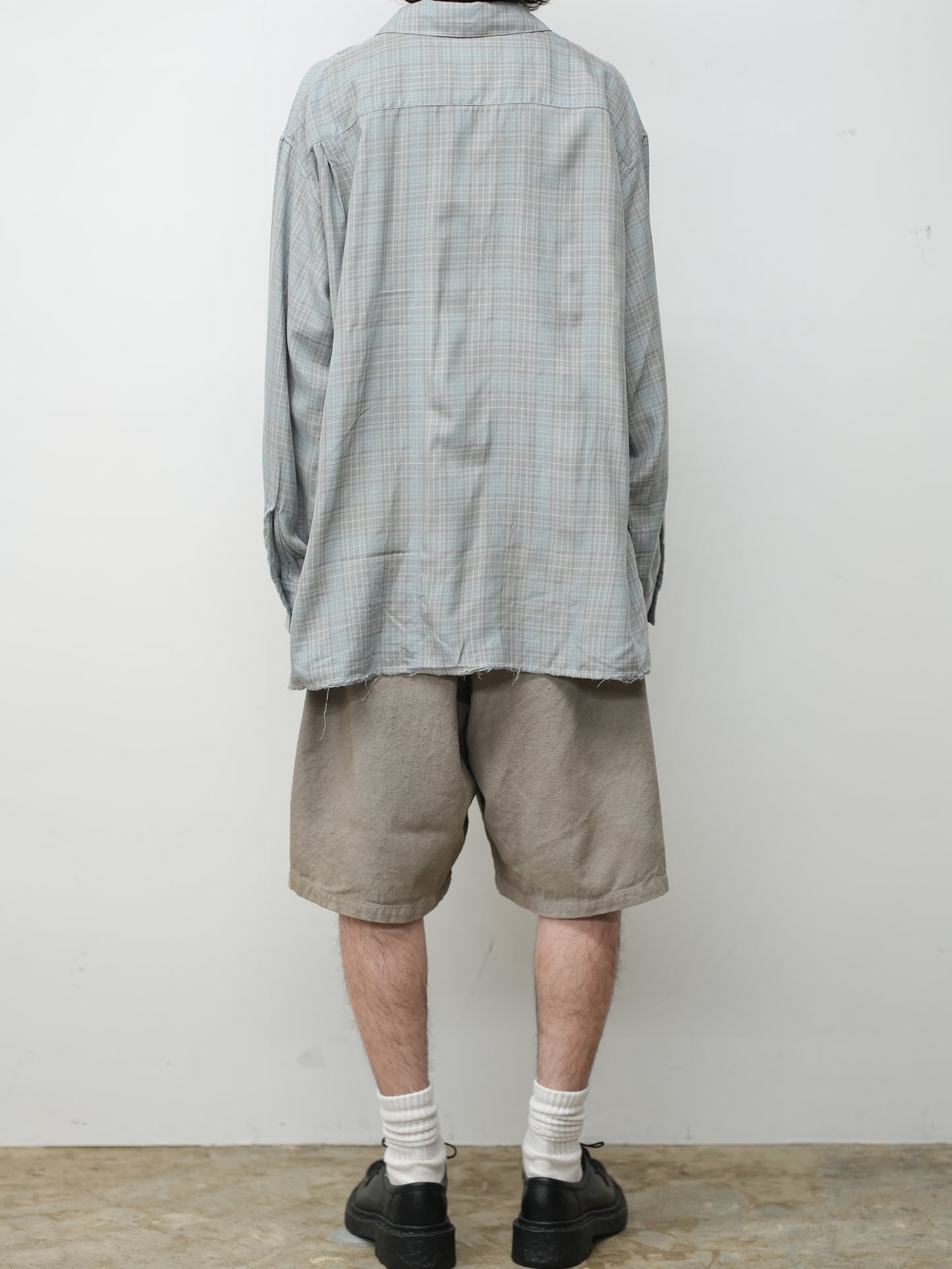 AGING RAYON CHECK SHIRT(BLUE)