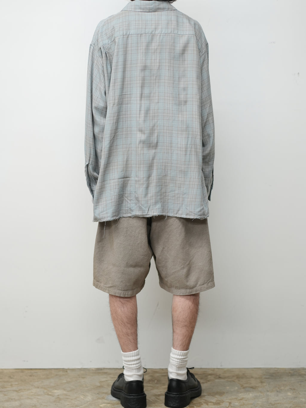 AGING RAYON CHECK SHIRT(BLUE)