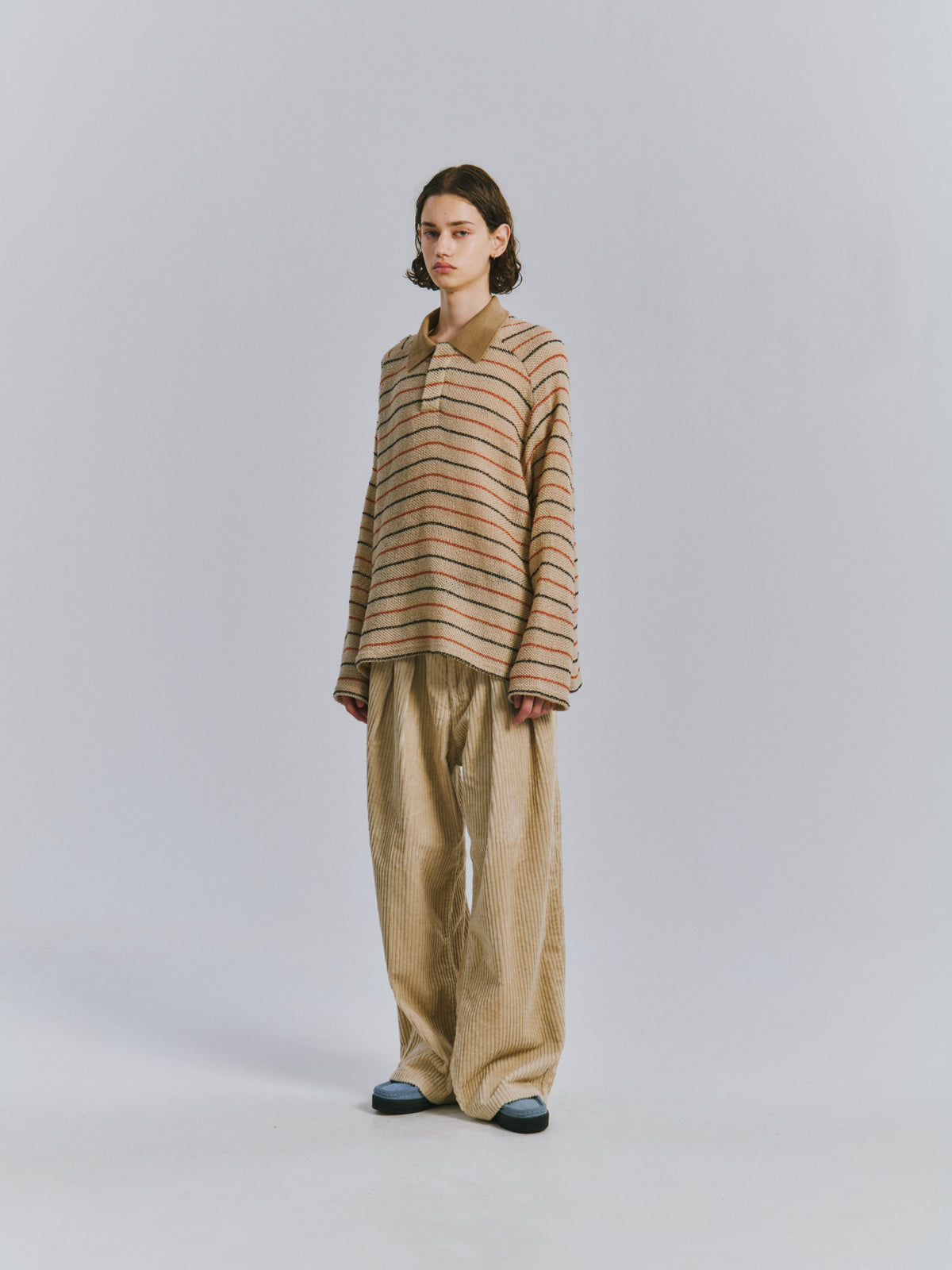 CUT BORDER SKIPPER SHIRT(BEIGE)