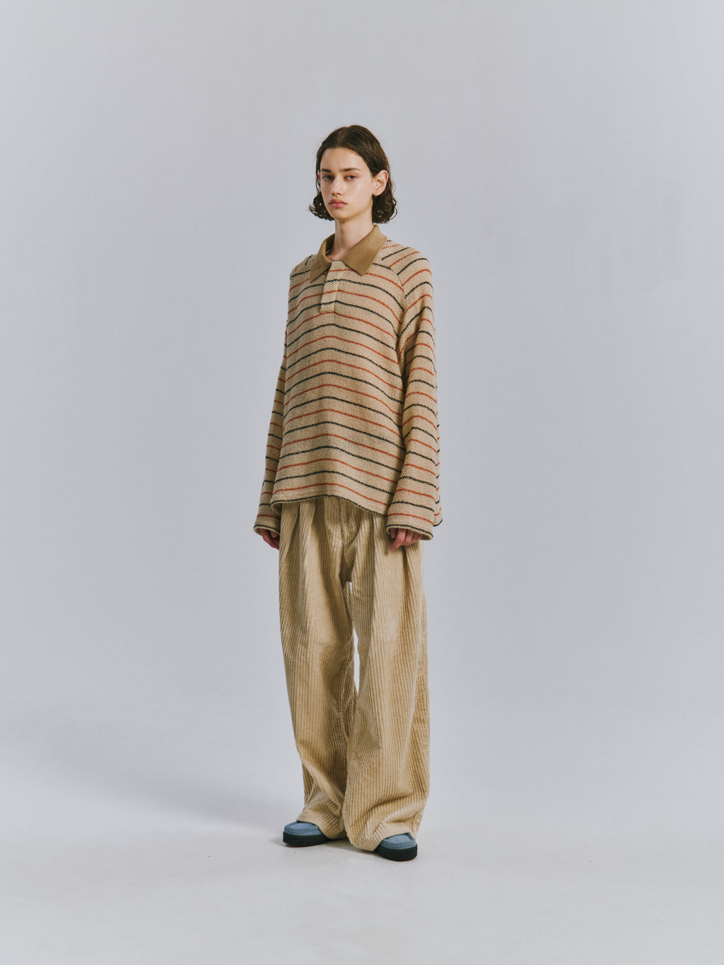 CUT BORDER SKIPPER SHIRT(BLACK)