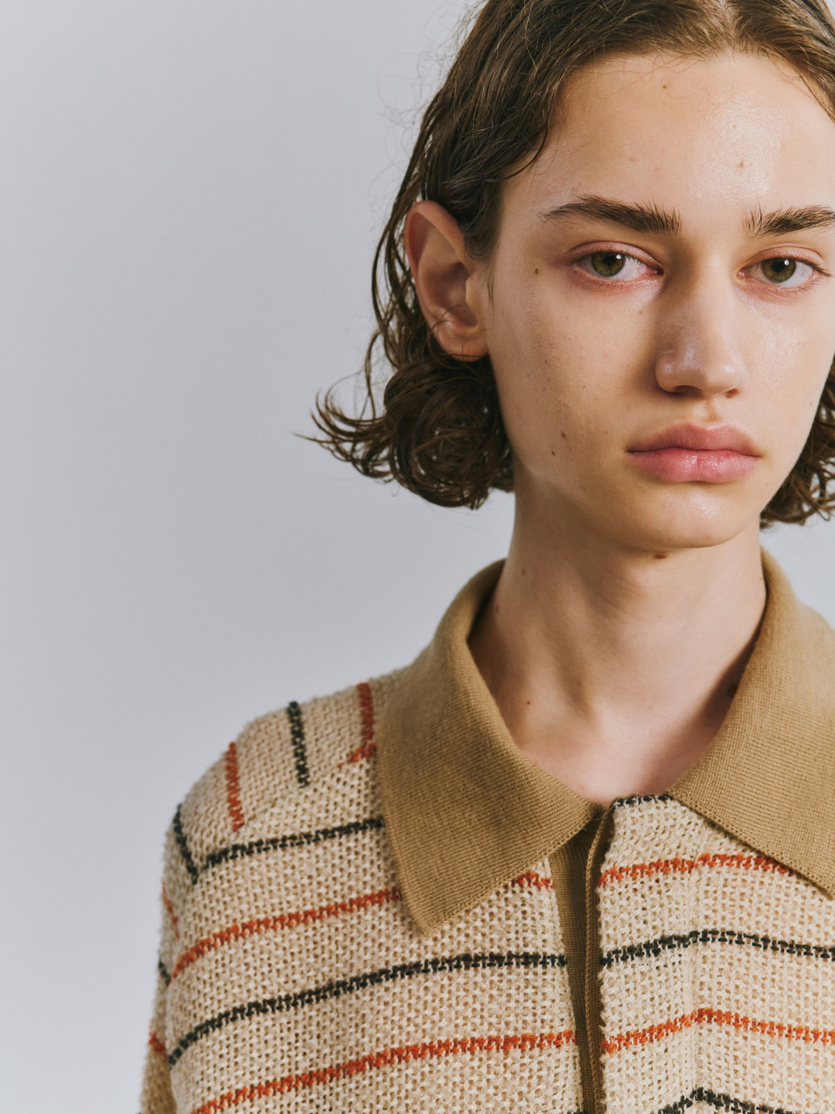 CUT BORDER SKIPPER SHIRT(BEIGE)