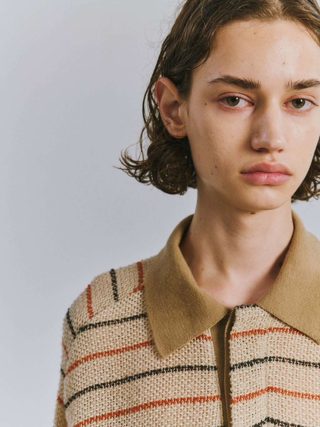 CUT BORDER SKIPPER SHIRT(BEIGE)