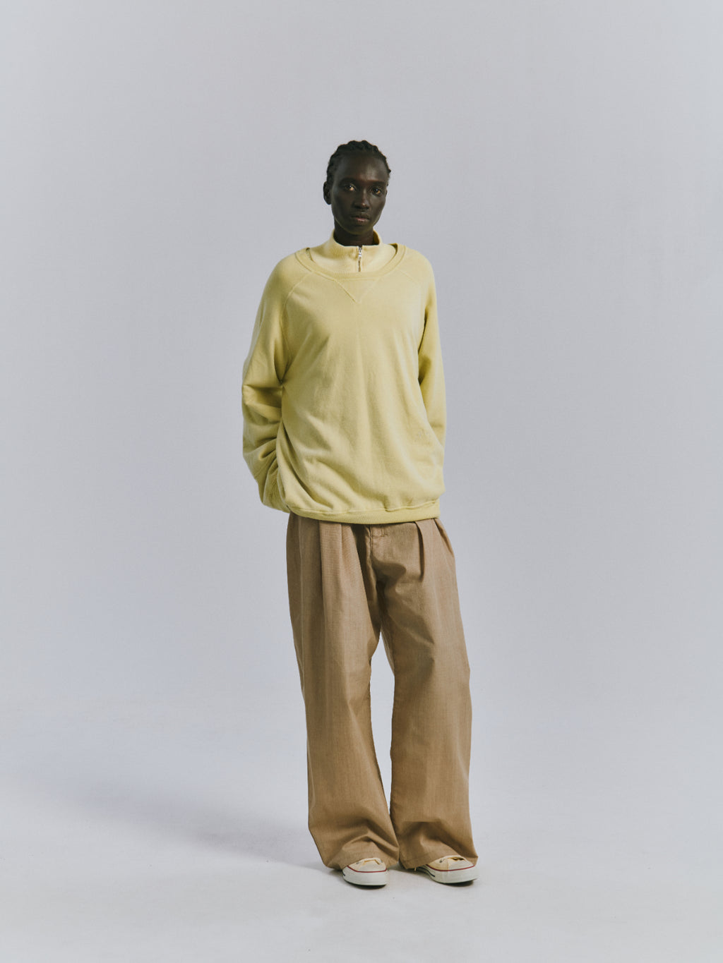 120'S WOOL HALF ZIP KNIT(YELLOW)