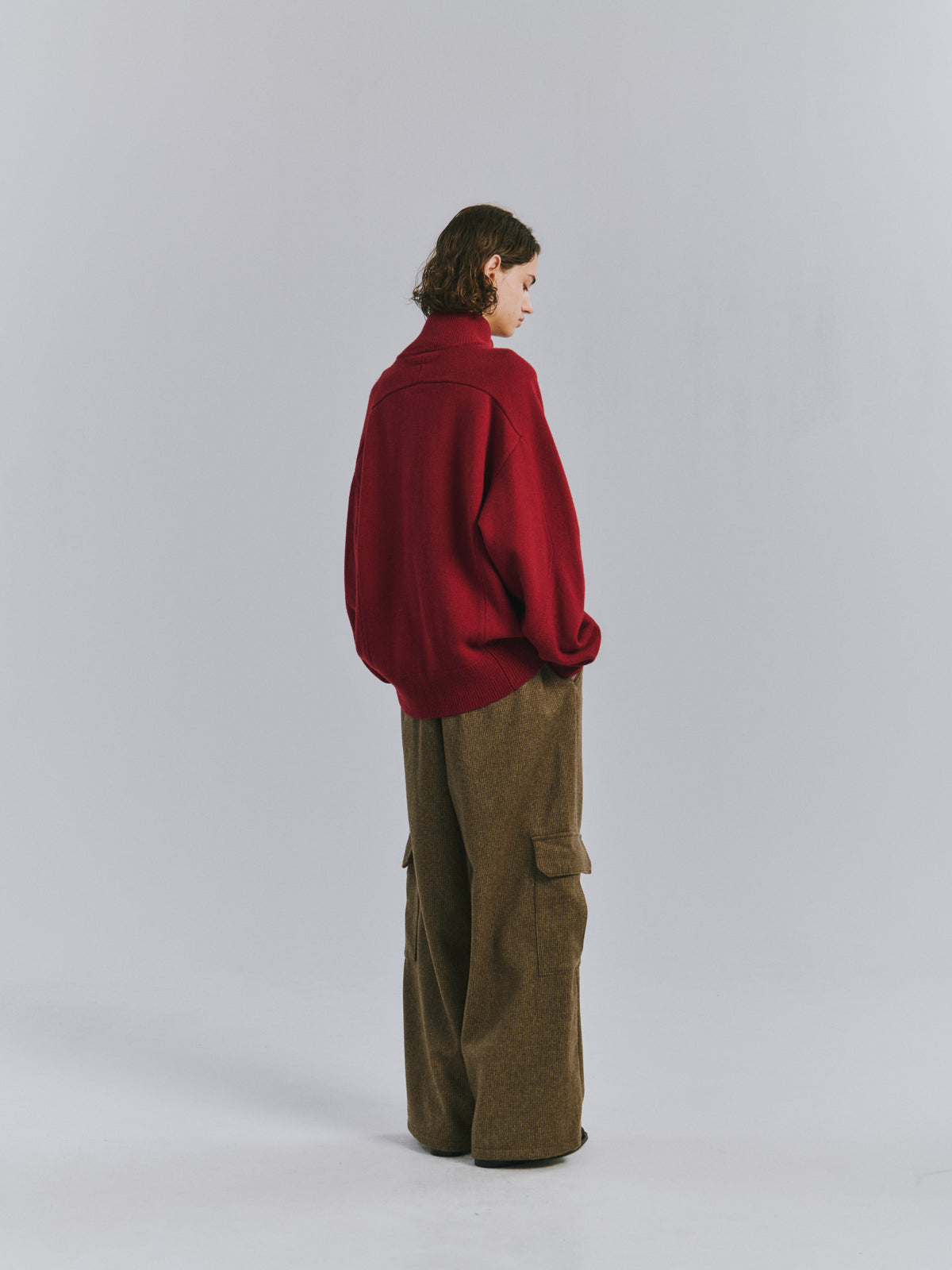 BUTTON-FRONT KNIT BLOUSON(BLACK)