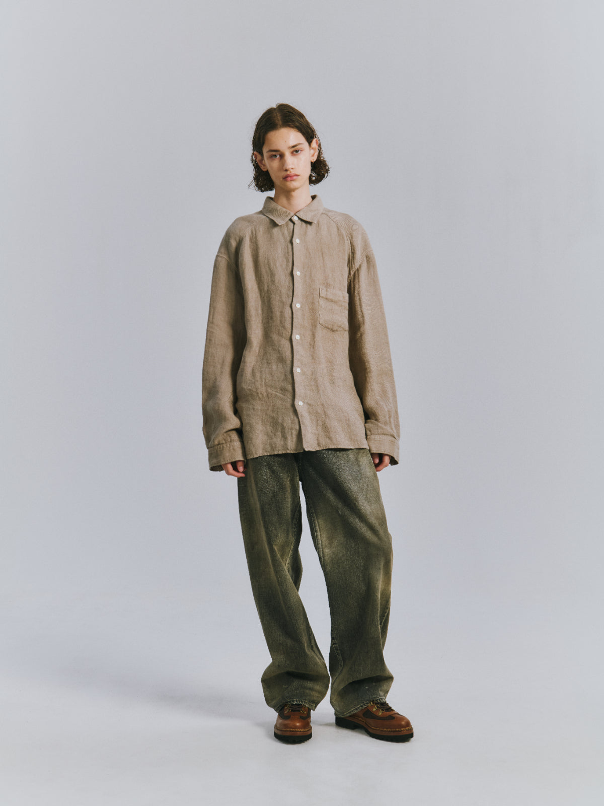 LINEN OVER SHIRT(BEIGE)