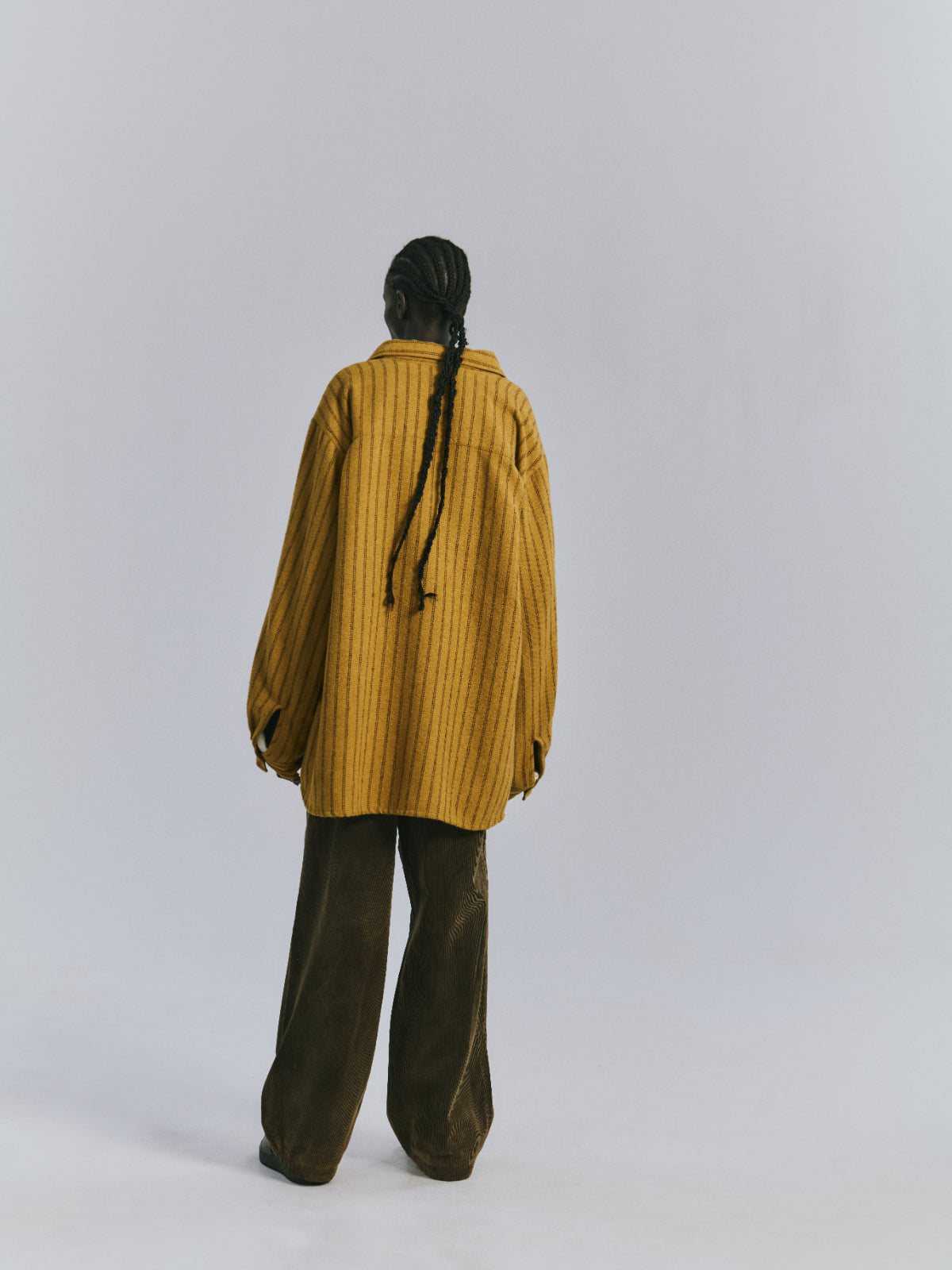 STRIPE BOXY WORK SHIRT(MUSTARD)