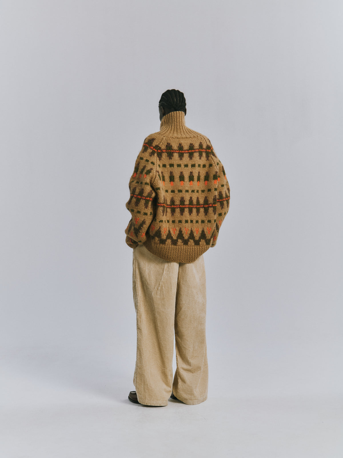 HANDCRAFTED FAIRISLE TURTLENECK KNIT SWEATER(BLACK)