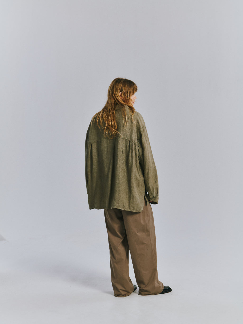 AGING LINEN CROSS-LINE SHIRT(KHAKI BEIGE)