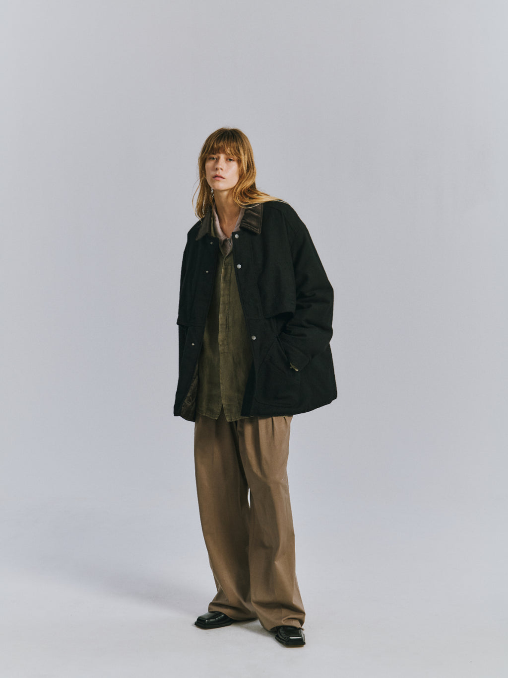 WOOL HALF JACKET(BLACK)