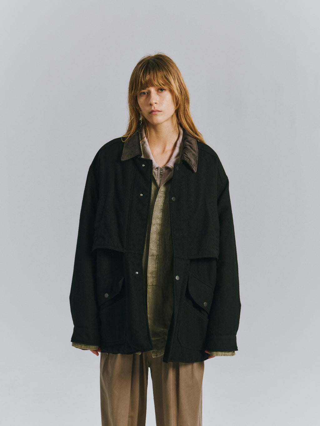 WOOL HALF JACKET(BLACK)