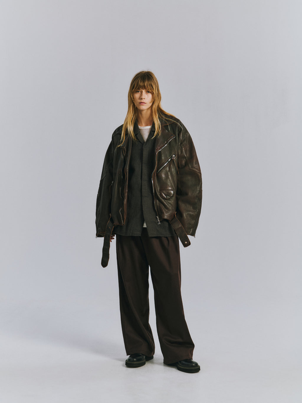 AGING H.L BELTED JACKET(D.BRICK)
