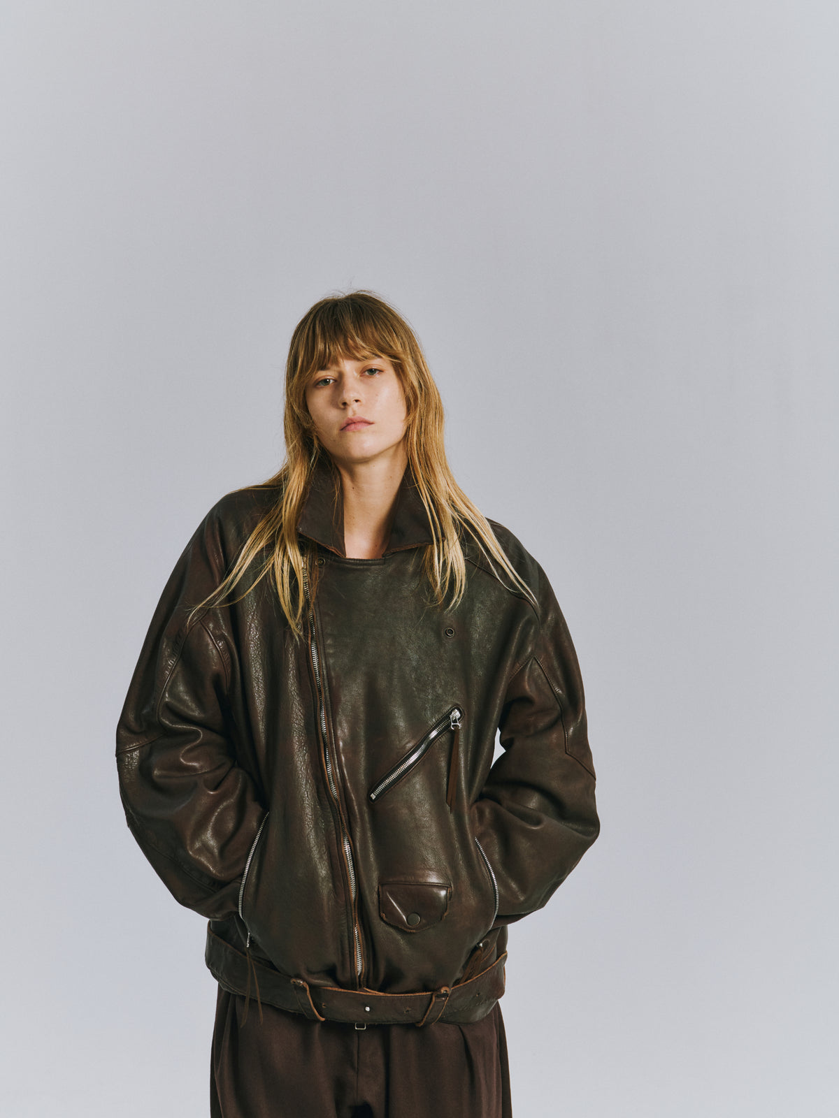 AGING H.L BELTED JACKET(D.BRICK)