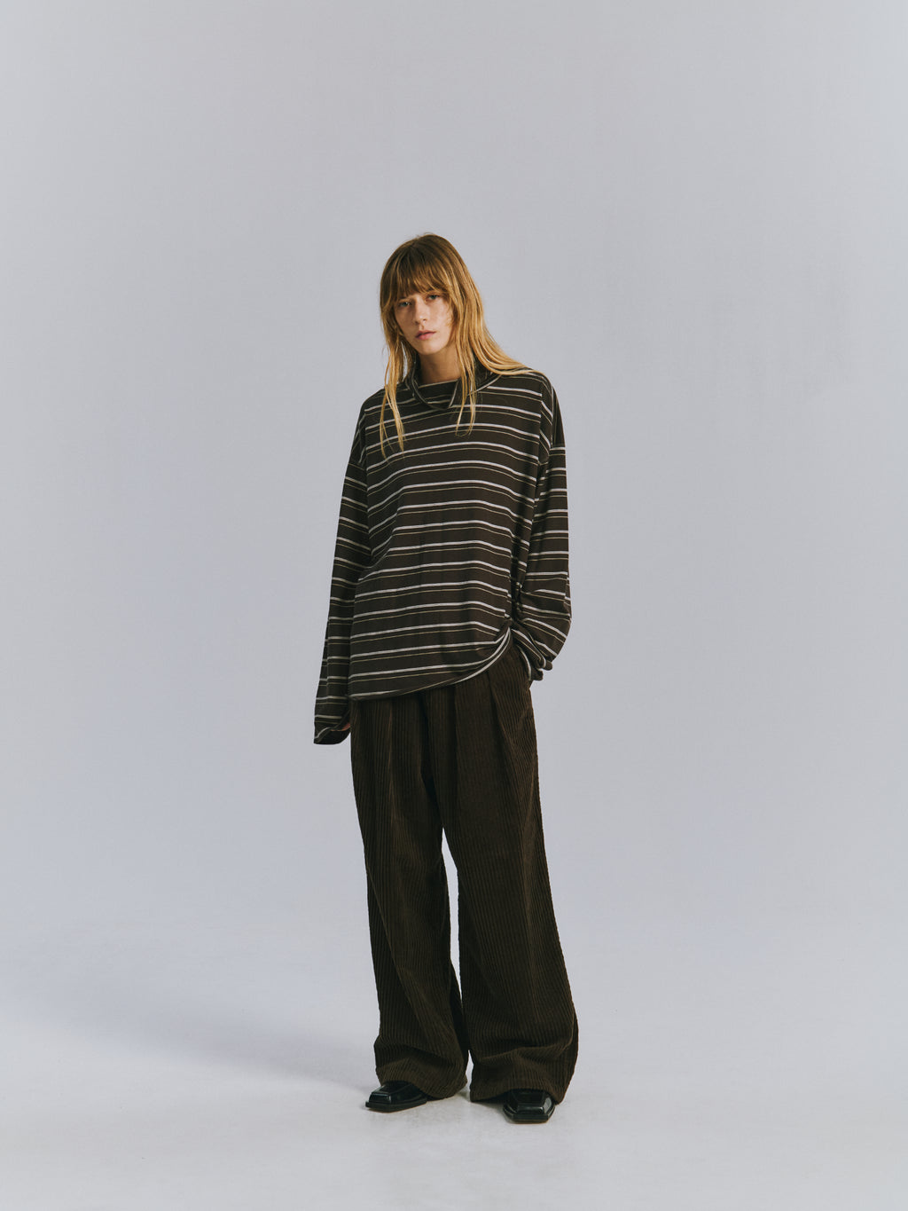 TURTLENECK BORDER LS T-SHIRT(BLACK)