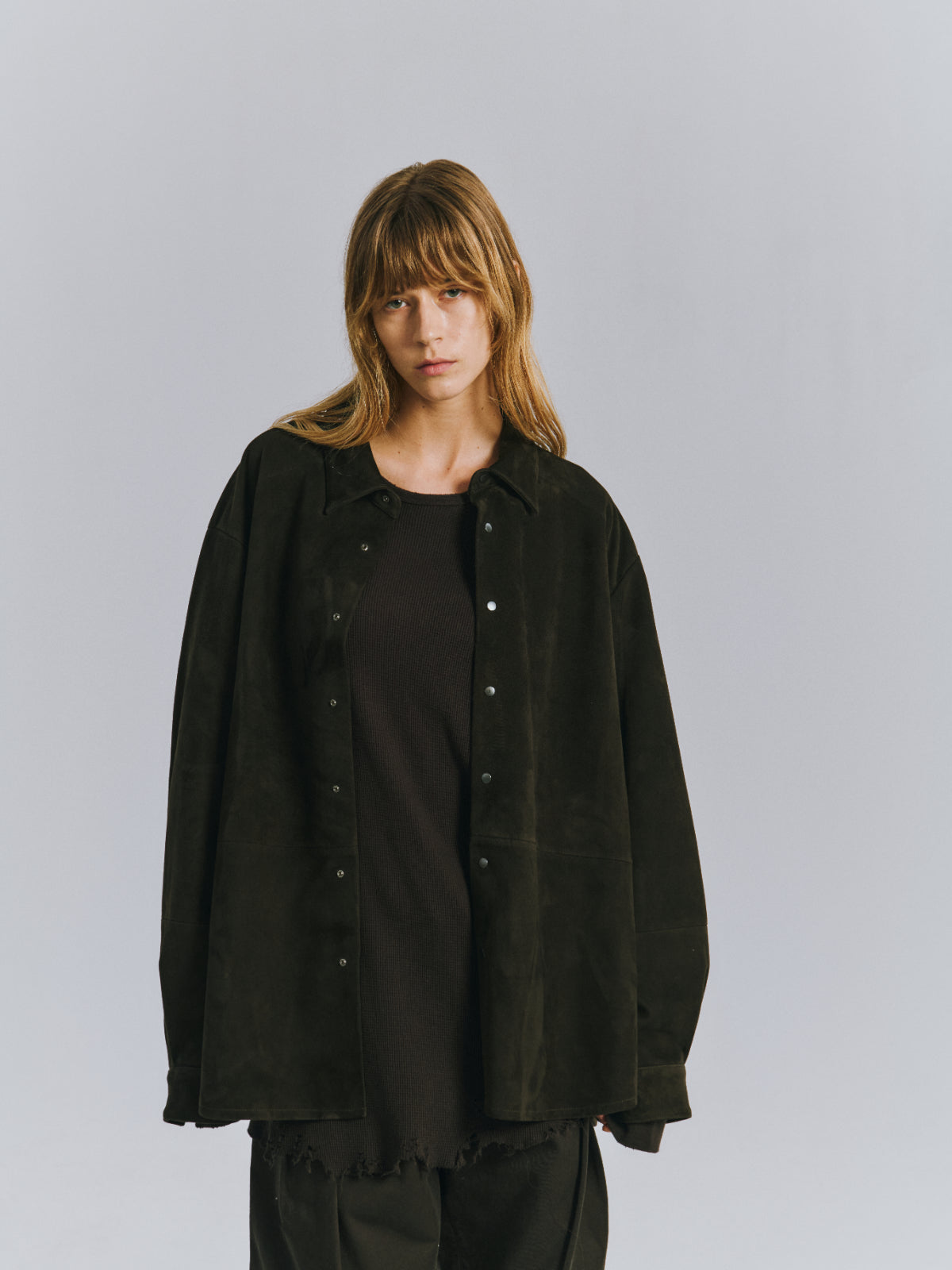 GEEP LEATHER OVER SHIRT(BLACK)