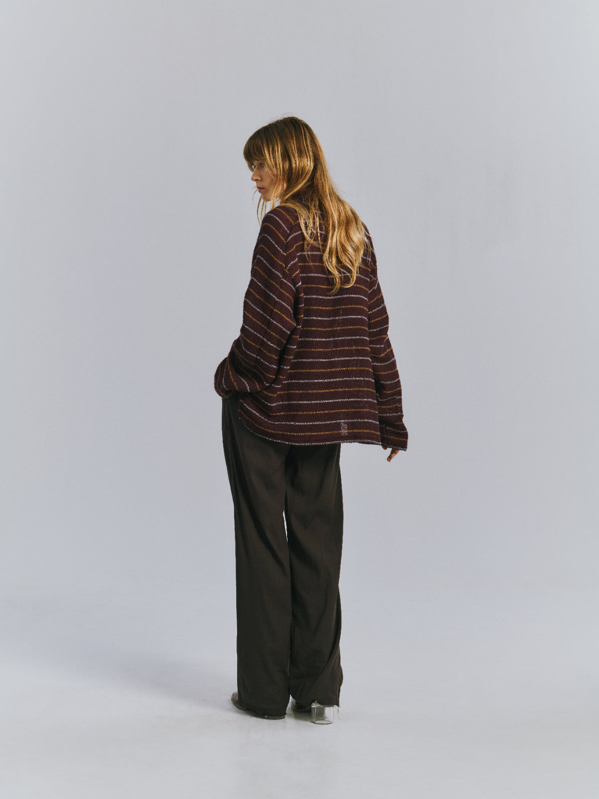 L/R SHOE CUT SLACKS(BROWN) – ANCELLM
