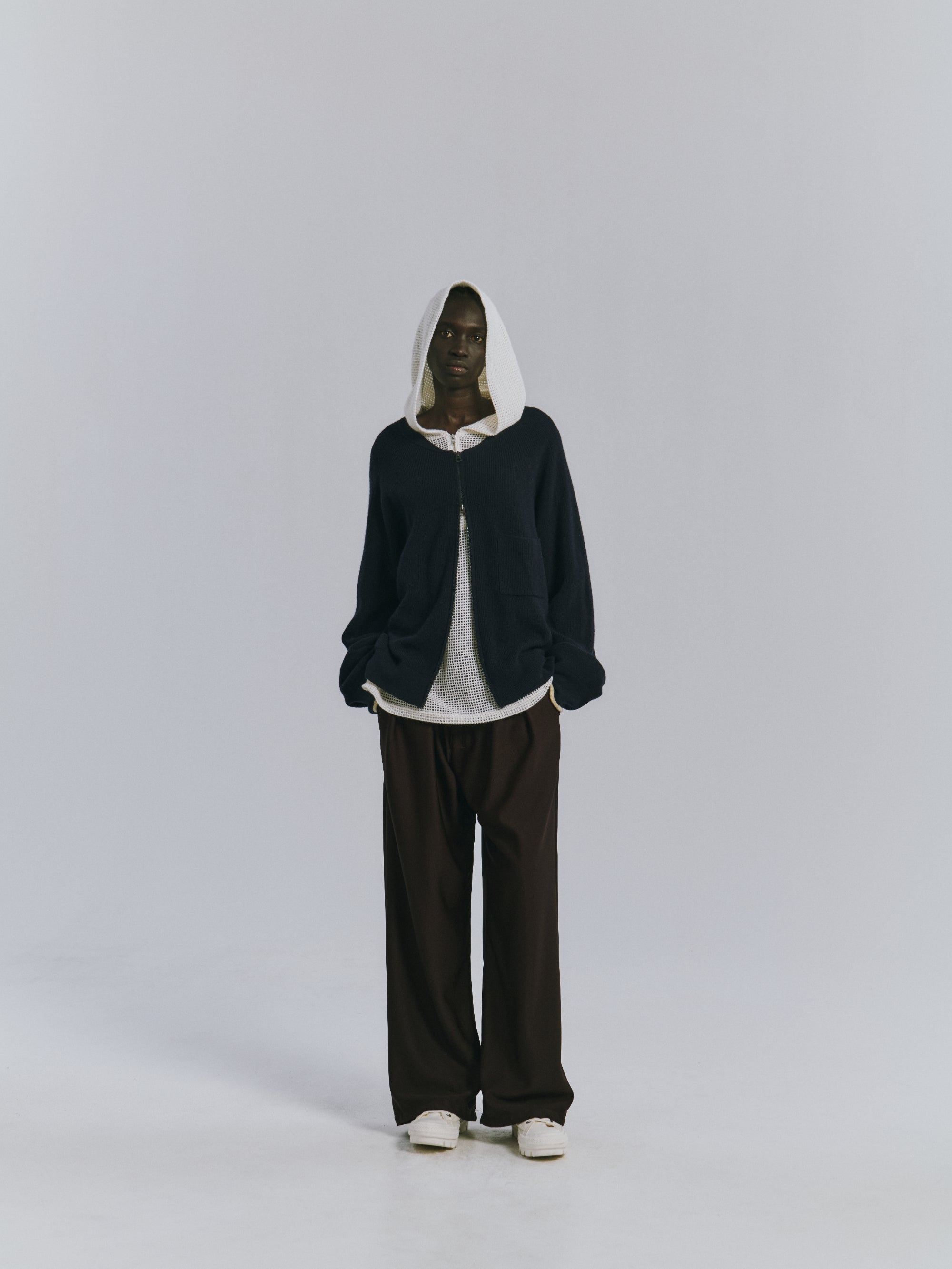 FULL ZIPPED KNIT CARDIGAN(BLACK) – ANCELLM