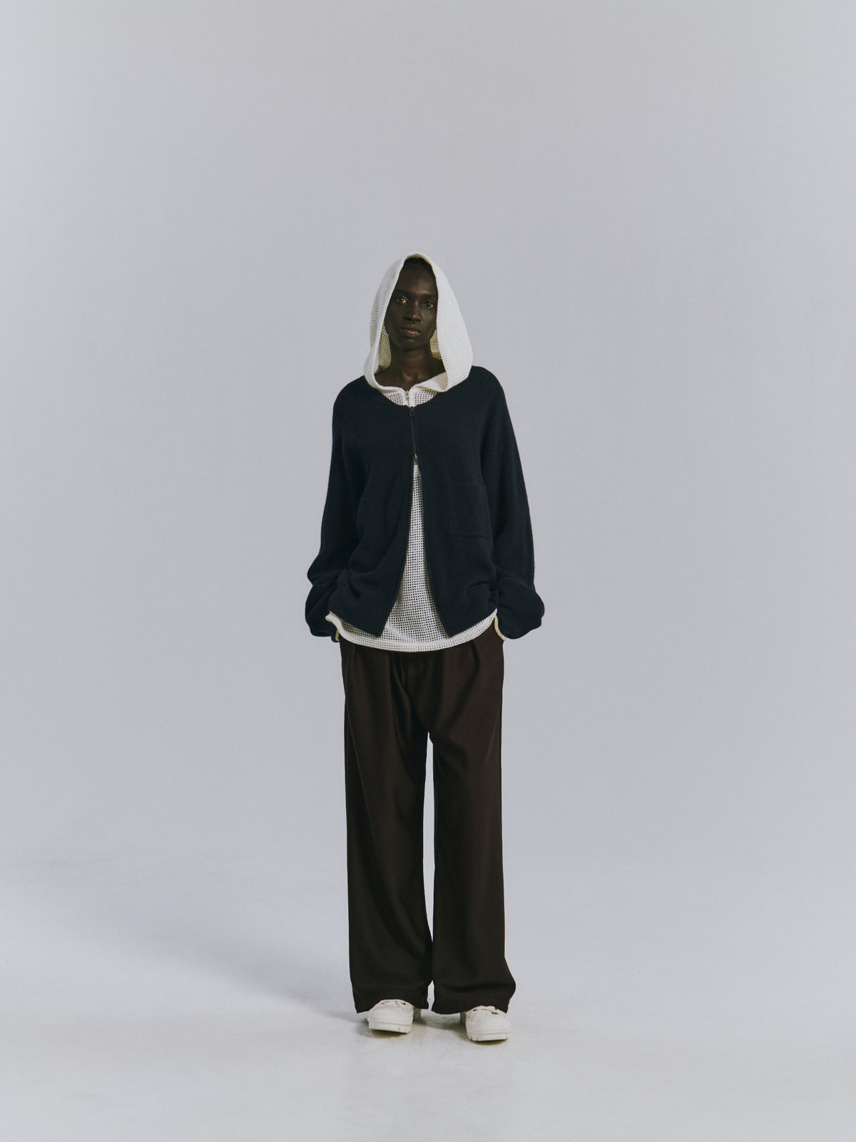 FULL ZIPPED KNIT CARDIGAN(NAVY)