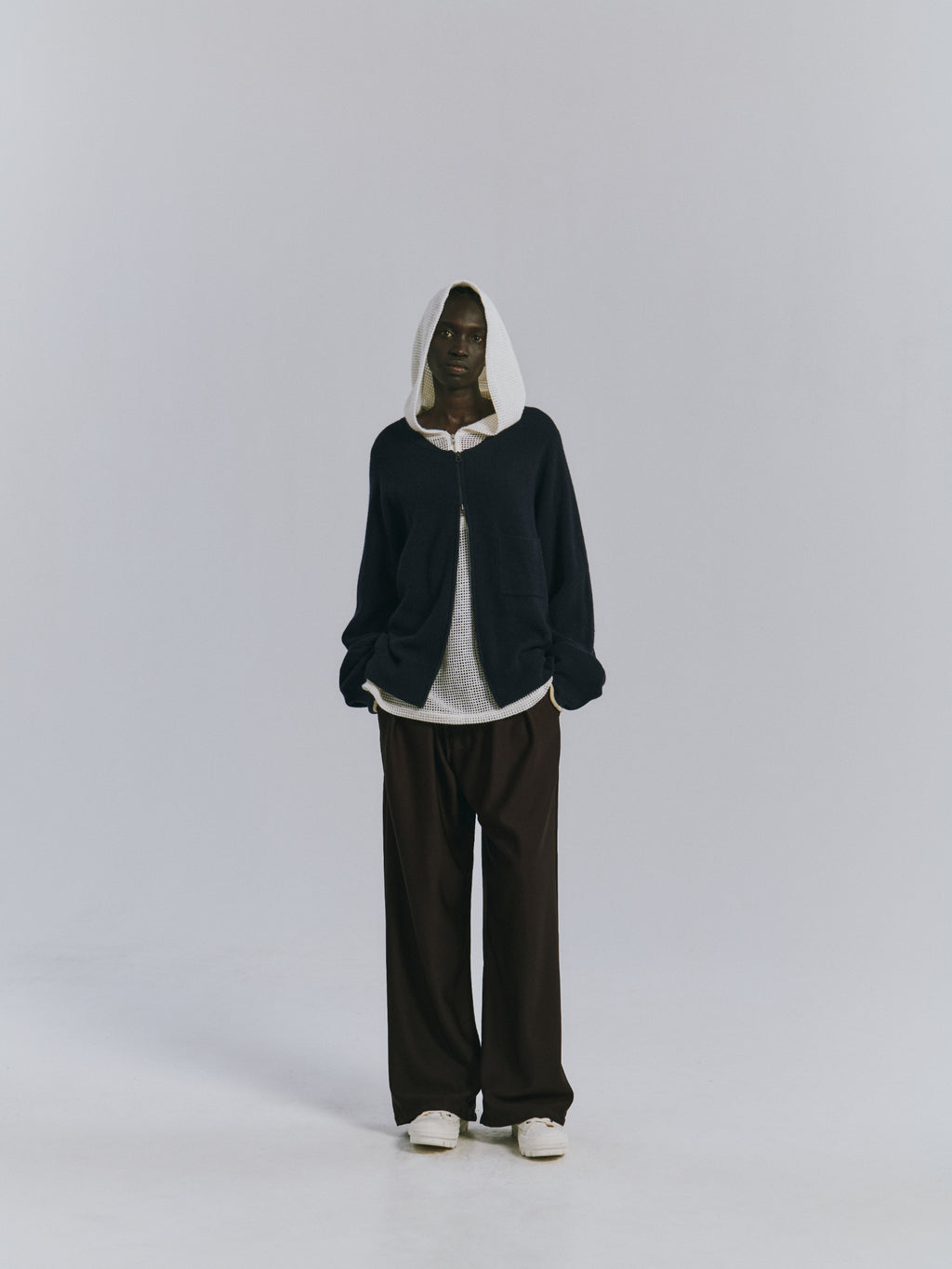 FULL ZIPPED KNIT CARDIGAN(NAVY)