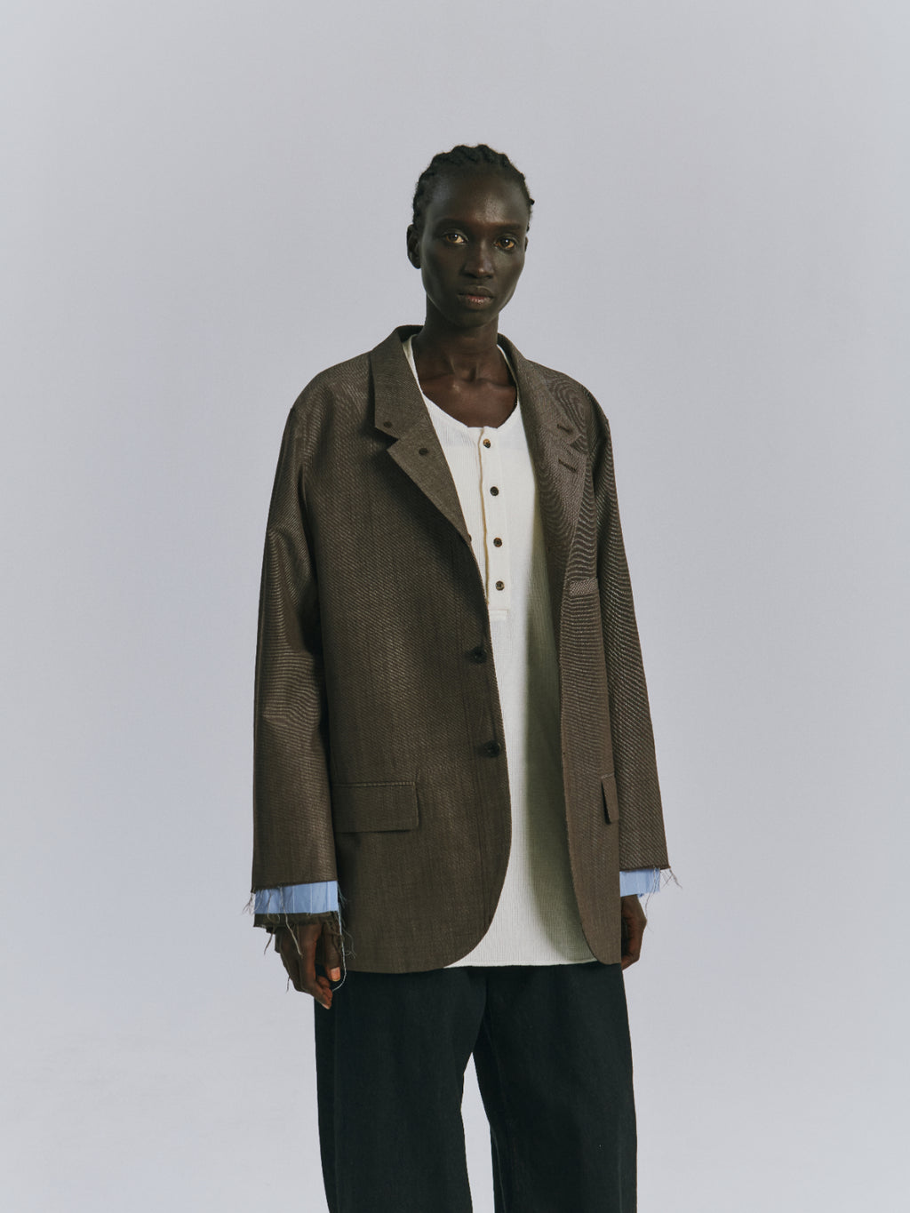 LAYERED TAILORED JACKET(BROWN)