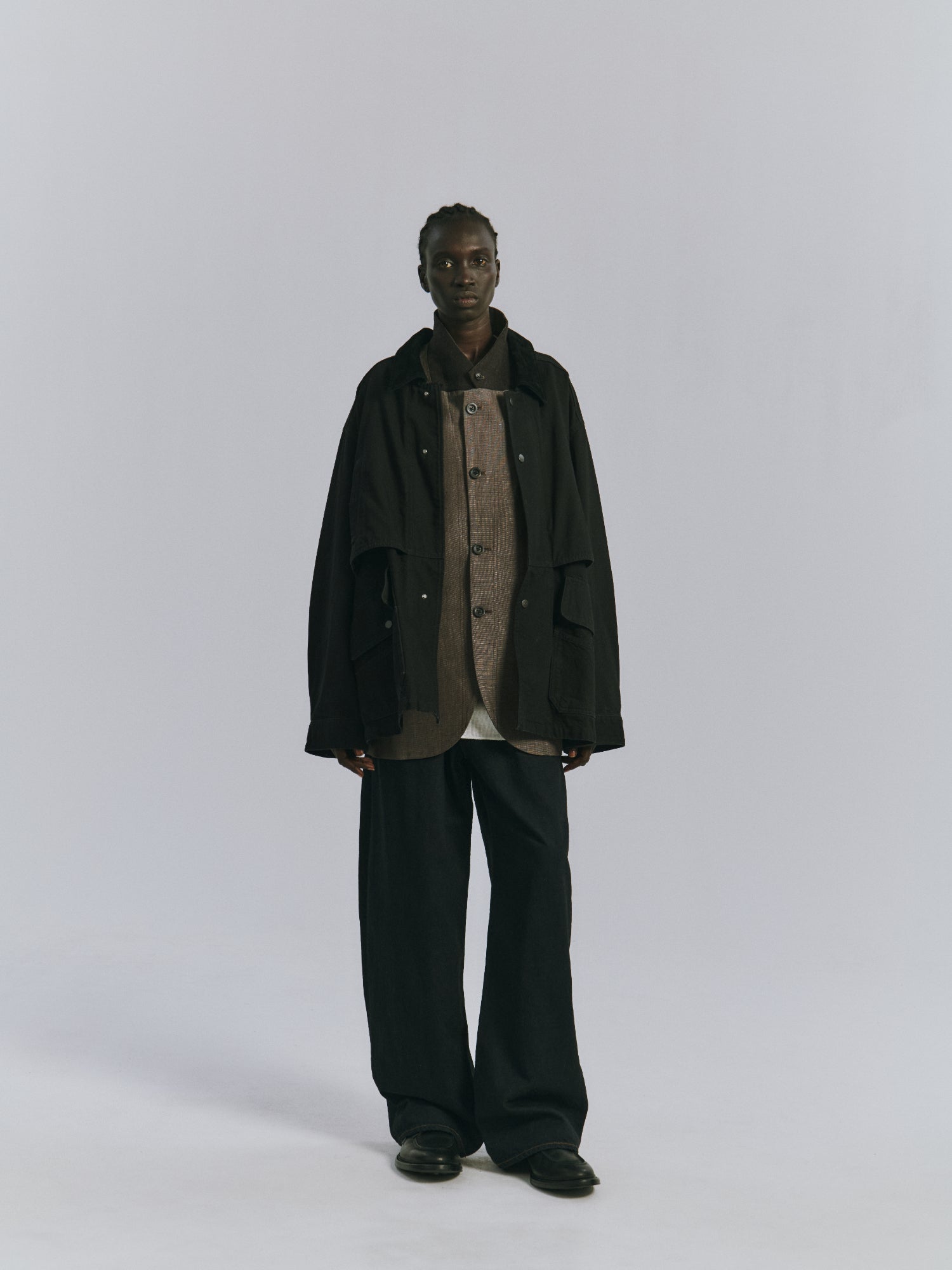 AGING DENIM HALF JACKET(BLACK) – ANCELLM