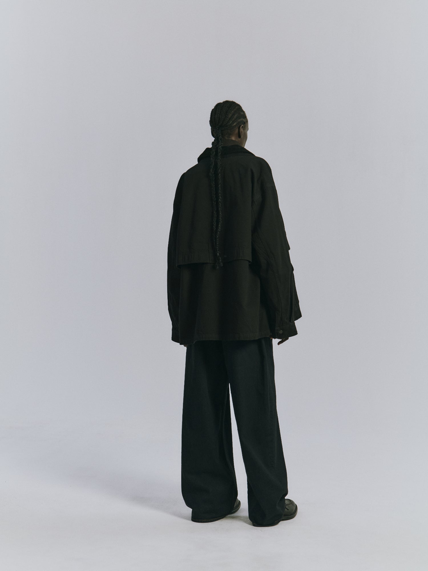 AGING DENIM HALF JACKET(BLACK) – ANCELLM
