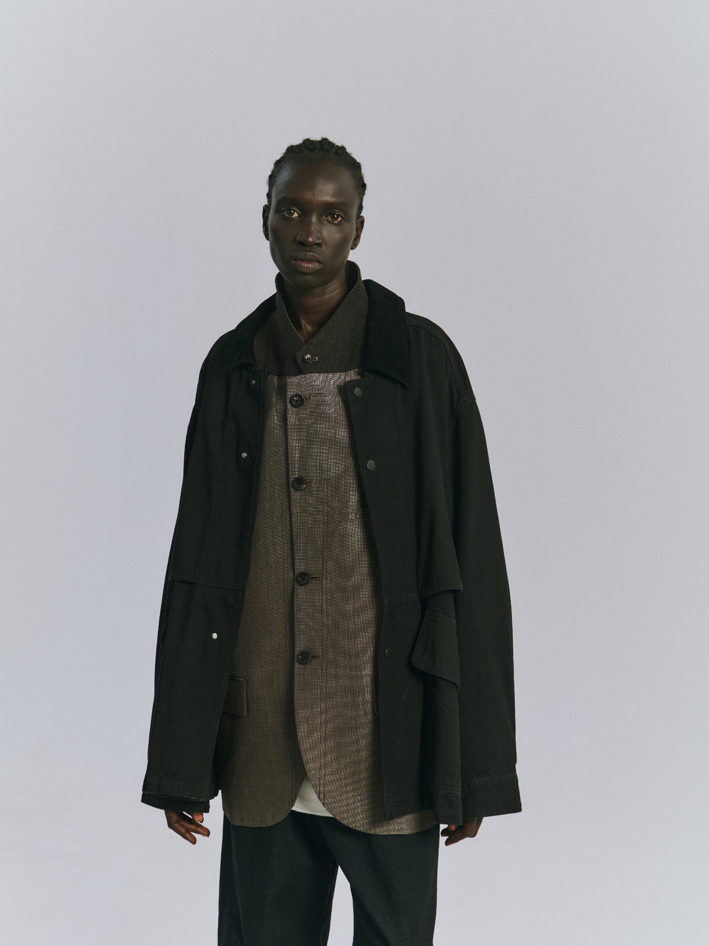 AGING DENIM HALF JACKET(BLACK)