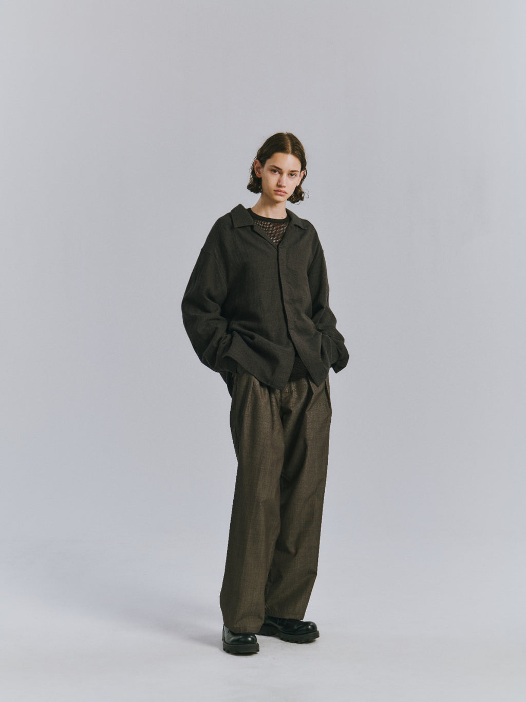 HAKEME WIDE SLACKS(BROWN)