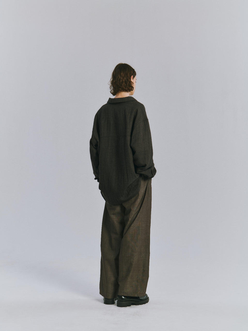 AGING LINEN CROSS-LINE SHIRT(BLACK)