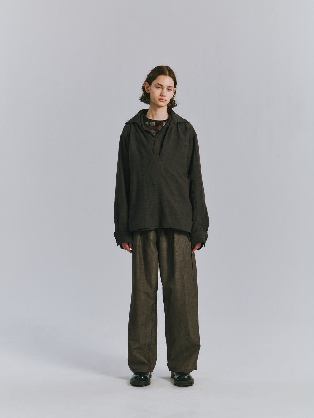 SKIPPER UV NECK SHIRT(BROWN)