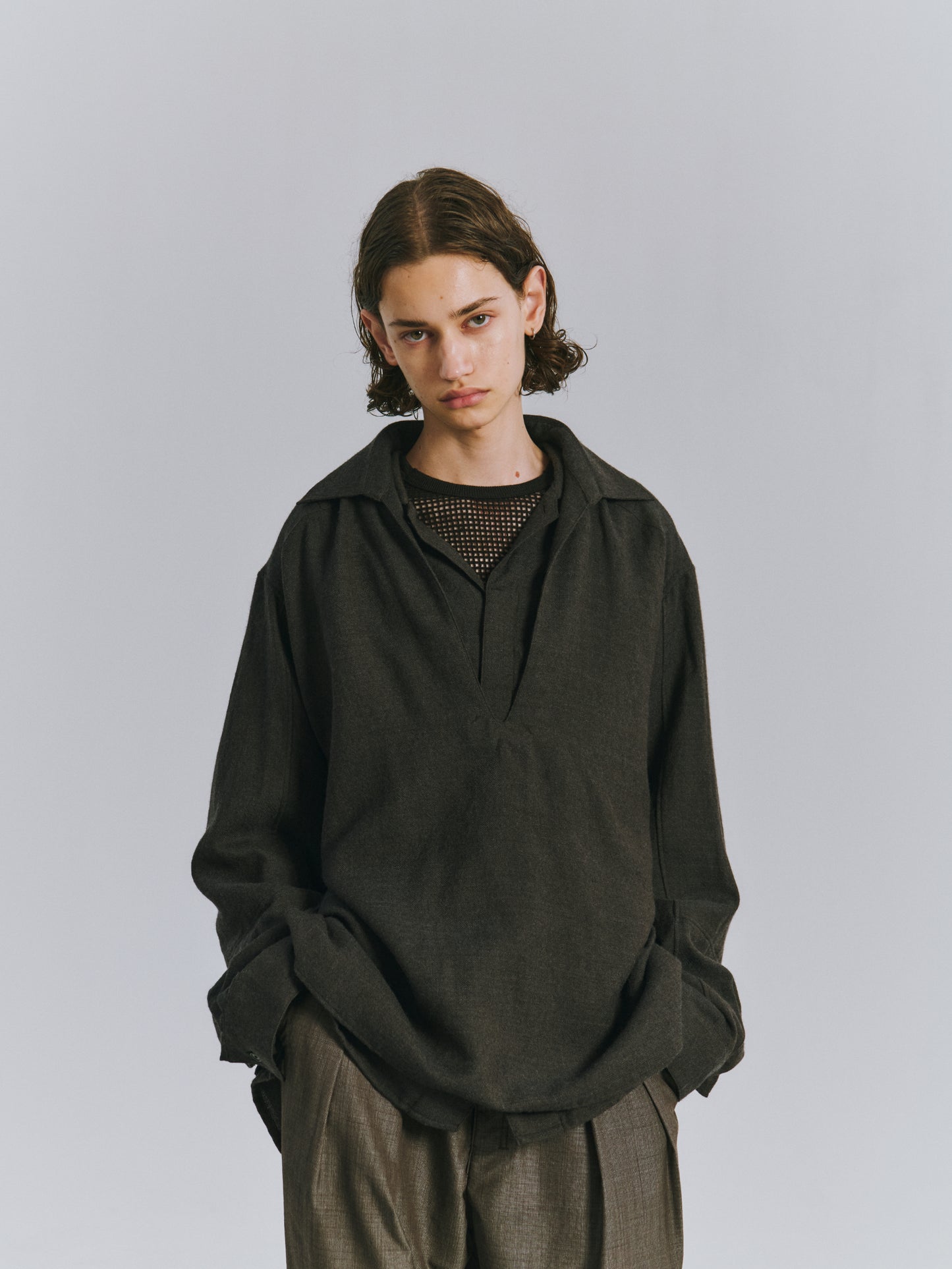 SKIPPER UV NECK SHIRT(BROWN)