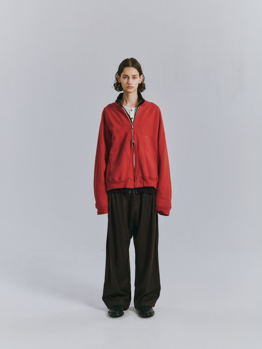 BELTED WOOL SLACKS(BLACK)