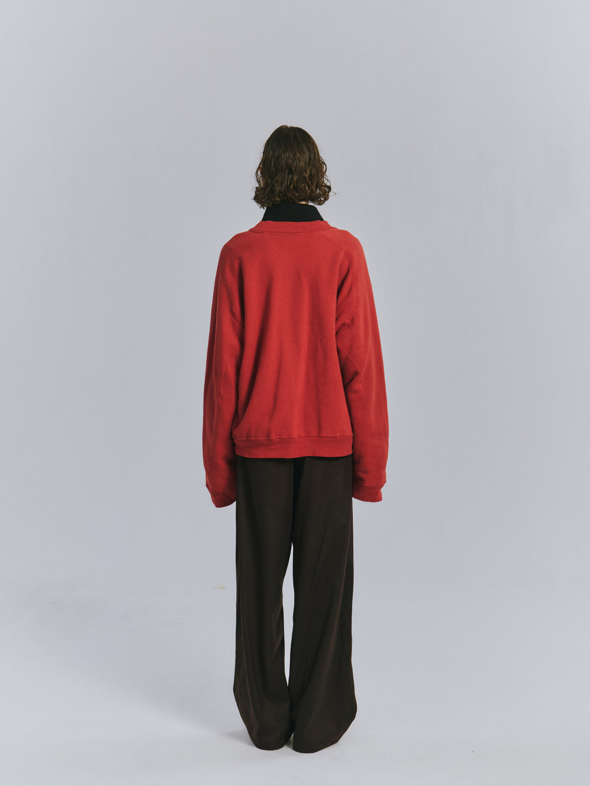 FLEECE-LINED SWEAT VARSITY SHIRT(BLACK)