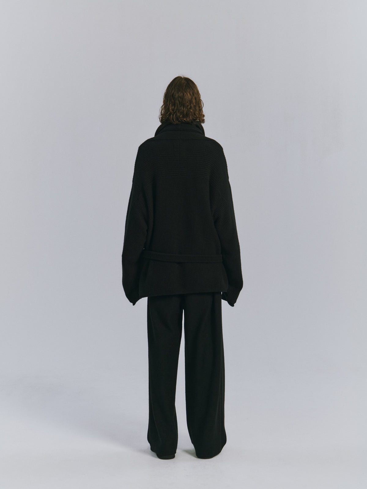 SHAWL COLLAR KNIT CARDIGAN(BLACK)