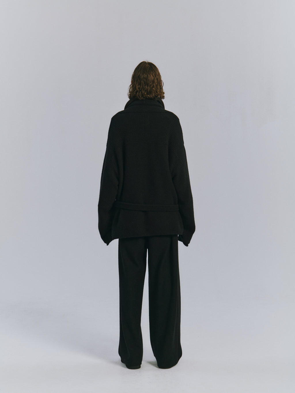 SHAWL COLLAR KNIT CARDIGAN(BLACK)