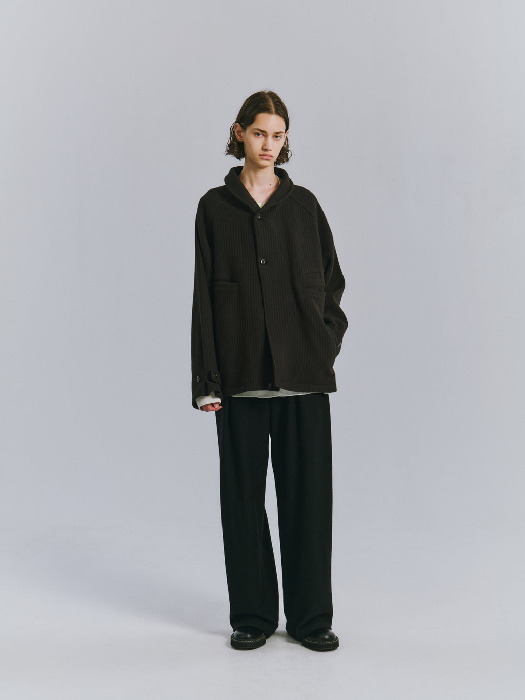WOOL CUT SLACKS(D.BROWN)
