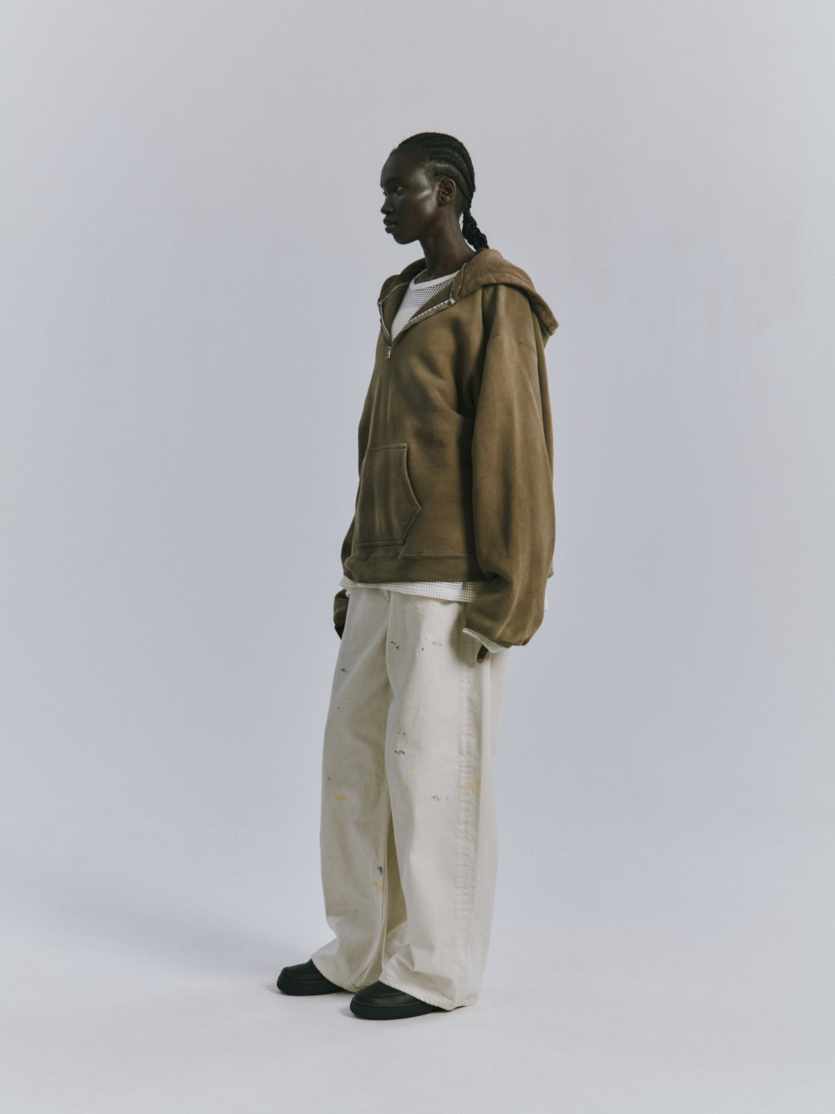 FLEECE-LINED SWEAT HOODIE(MARRON)
