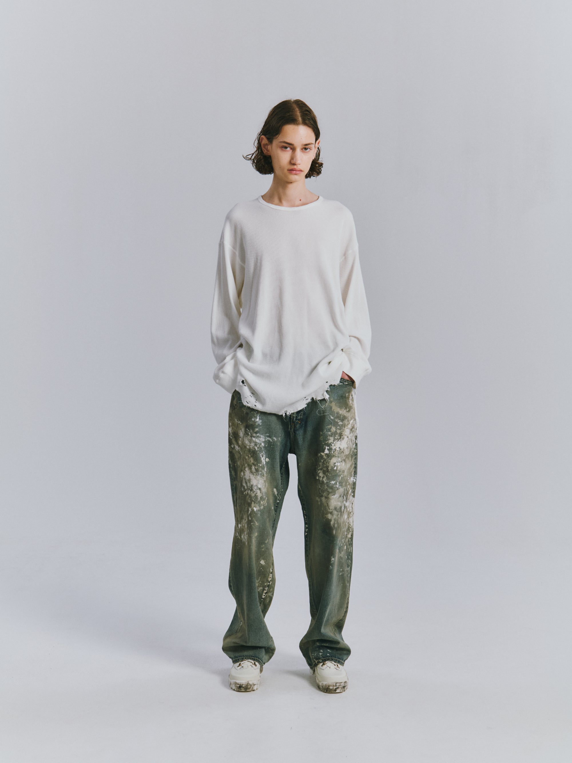08 PAINTED MIDDLE STRAIGHT 5P DENIM PANTS(INDIGO) – ANCELLM