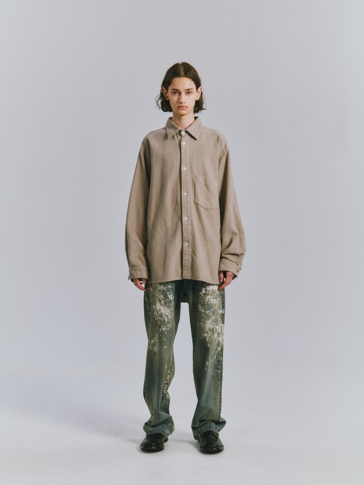 BRUSHED COTTON OVER SHIRT(MARRON)