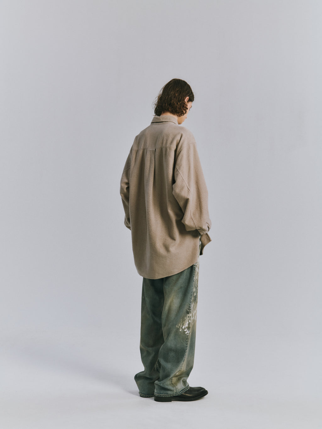 BRUSHED COTTON OVER SHIRT(GREIGE)