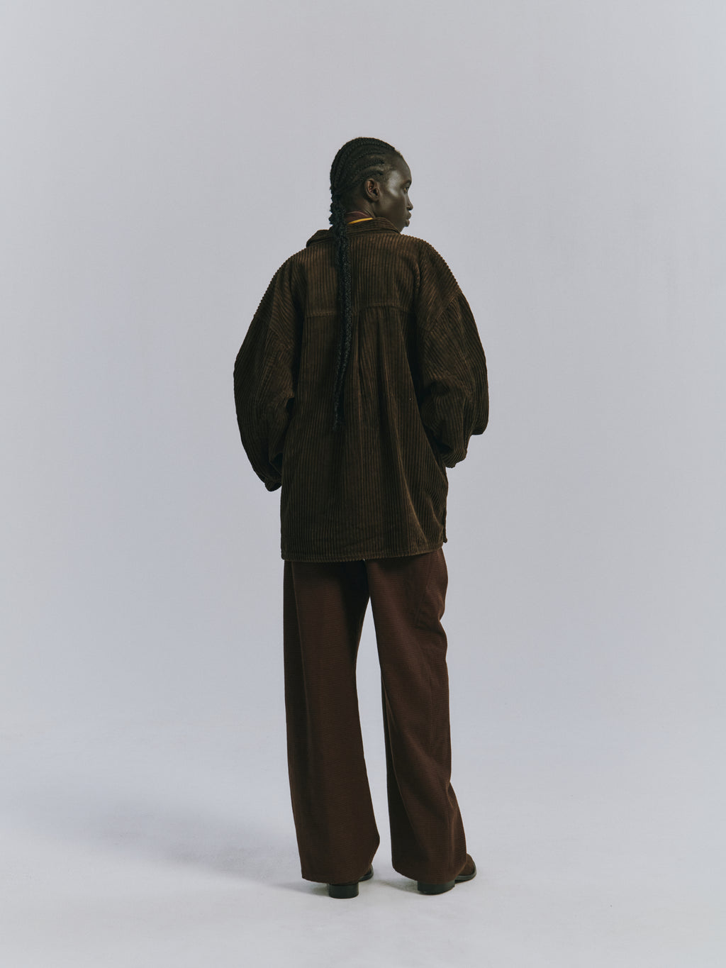 CORDUROY OPEN COLLAR SHIRT(BLACK)
