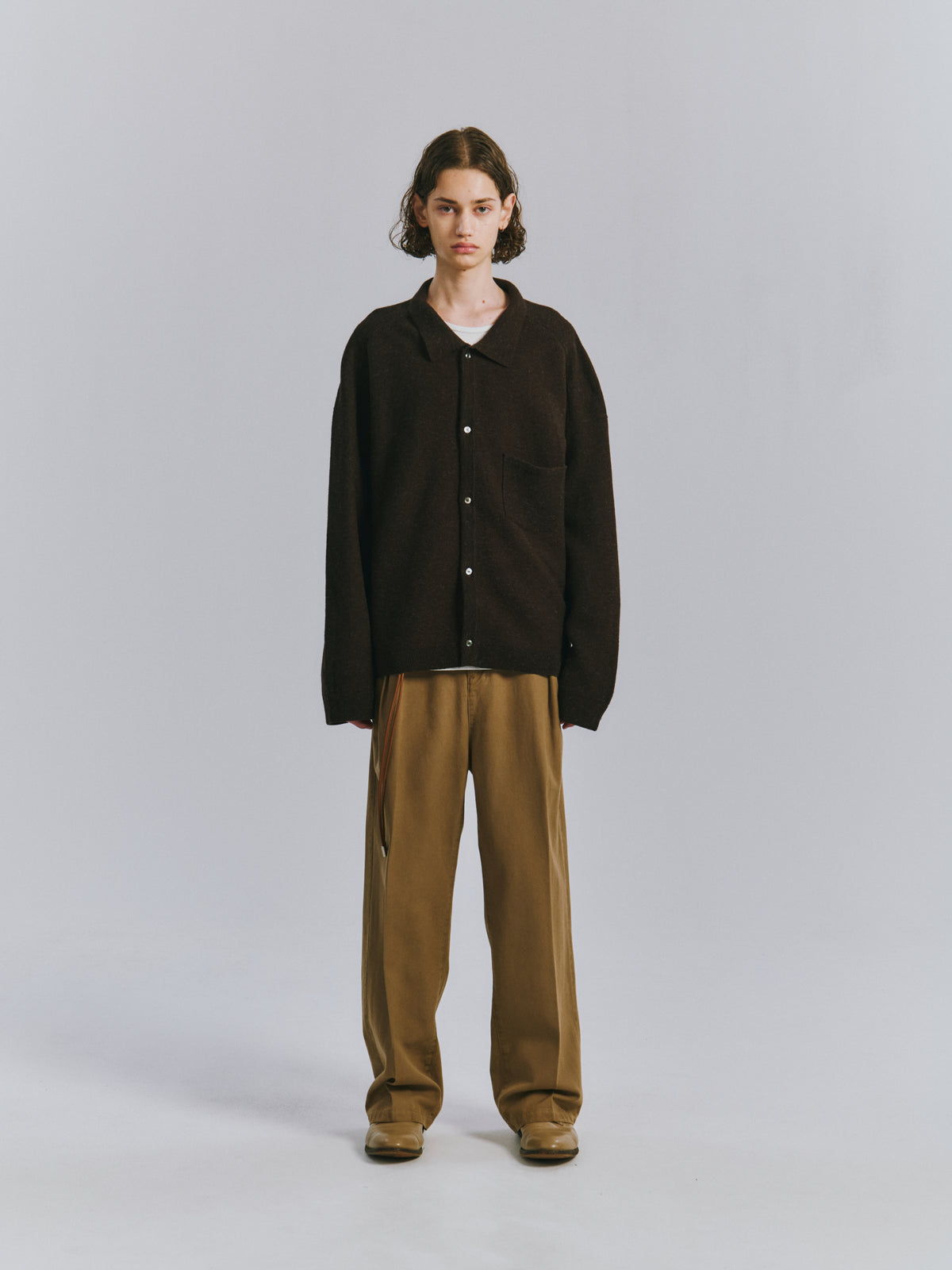 SHETLAND WOOL KNIT SHIRT(BLACK)