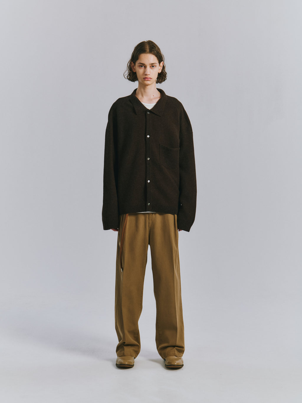 SHETLAND WOOL KNIT SHIRT(BLACK)
