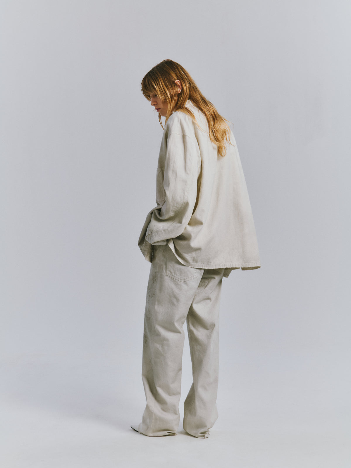 FADED L/C WORK SHIRT(WHITE)