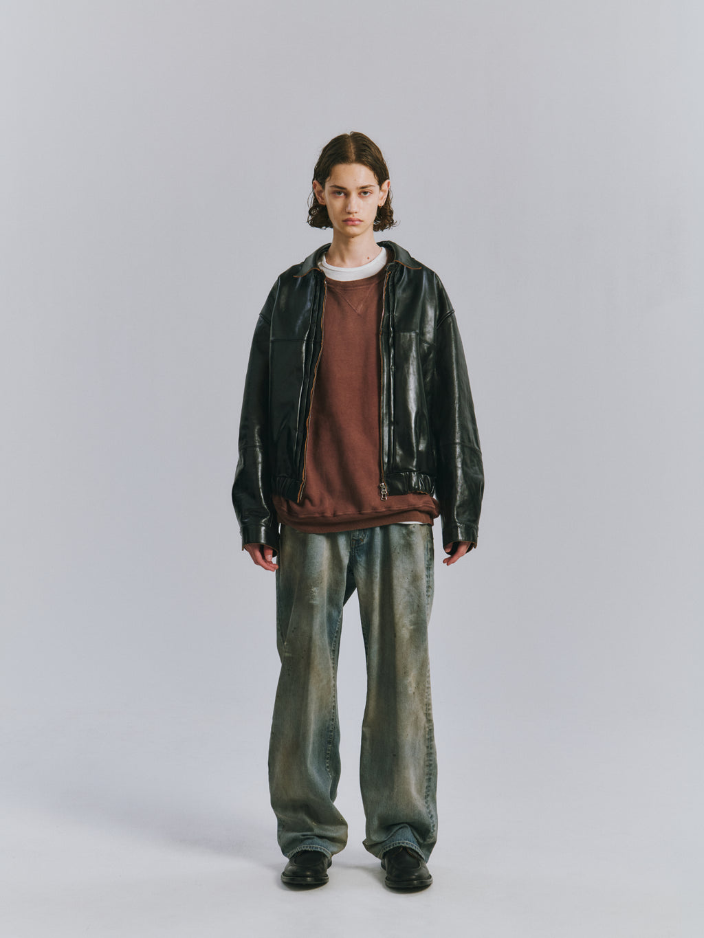FLEECE-LINED SWEAT SHIRT(MARRON)