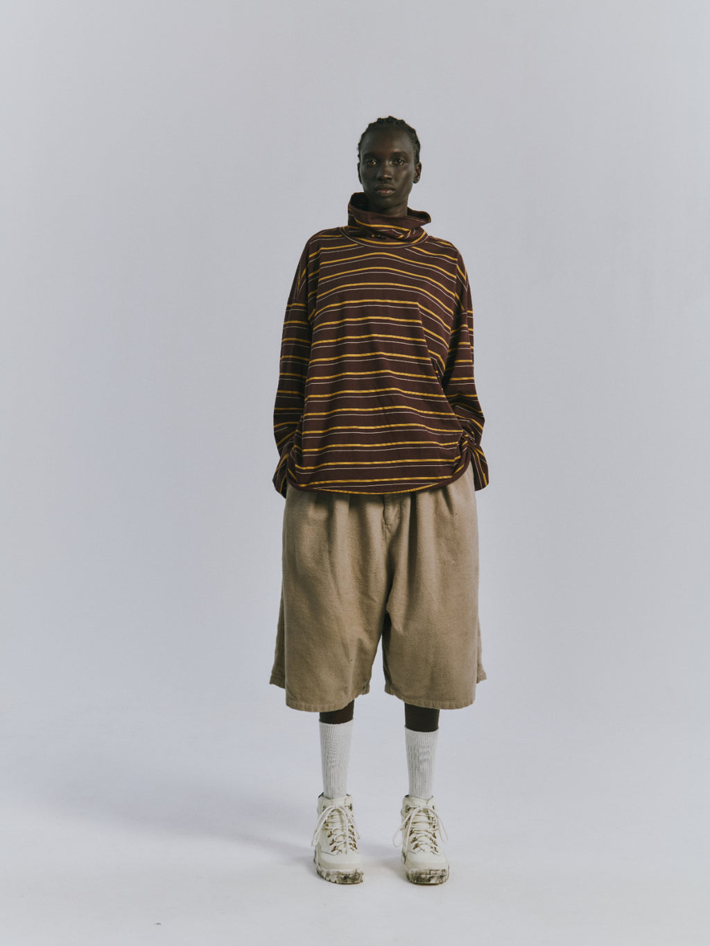 TURTLENECK BORDER LS T-SHIRT(MARRON)