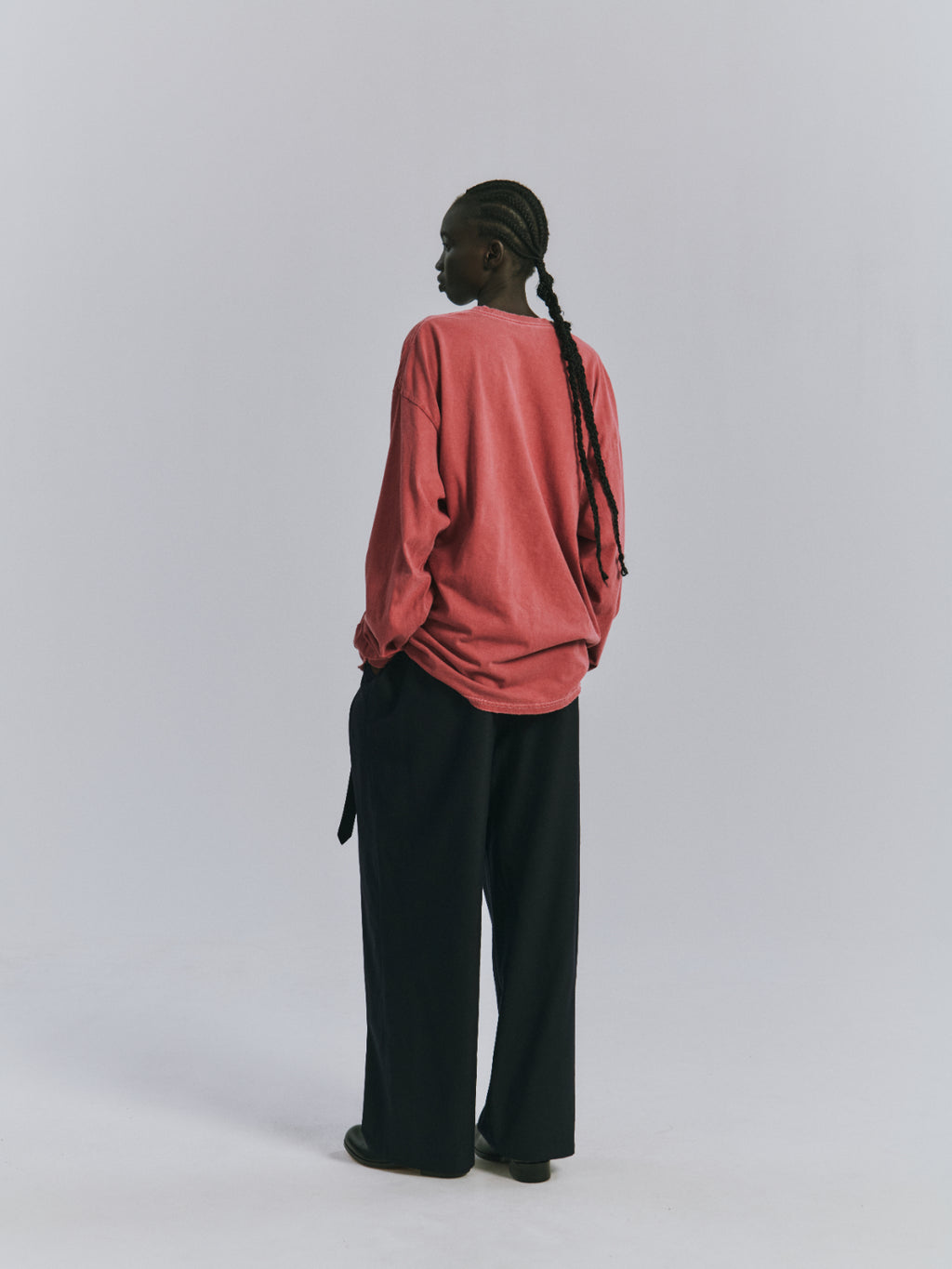 EMBROIDERY DYED LS T-SHIRT(RED)