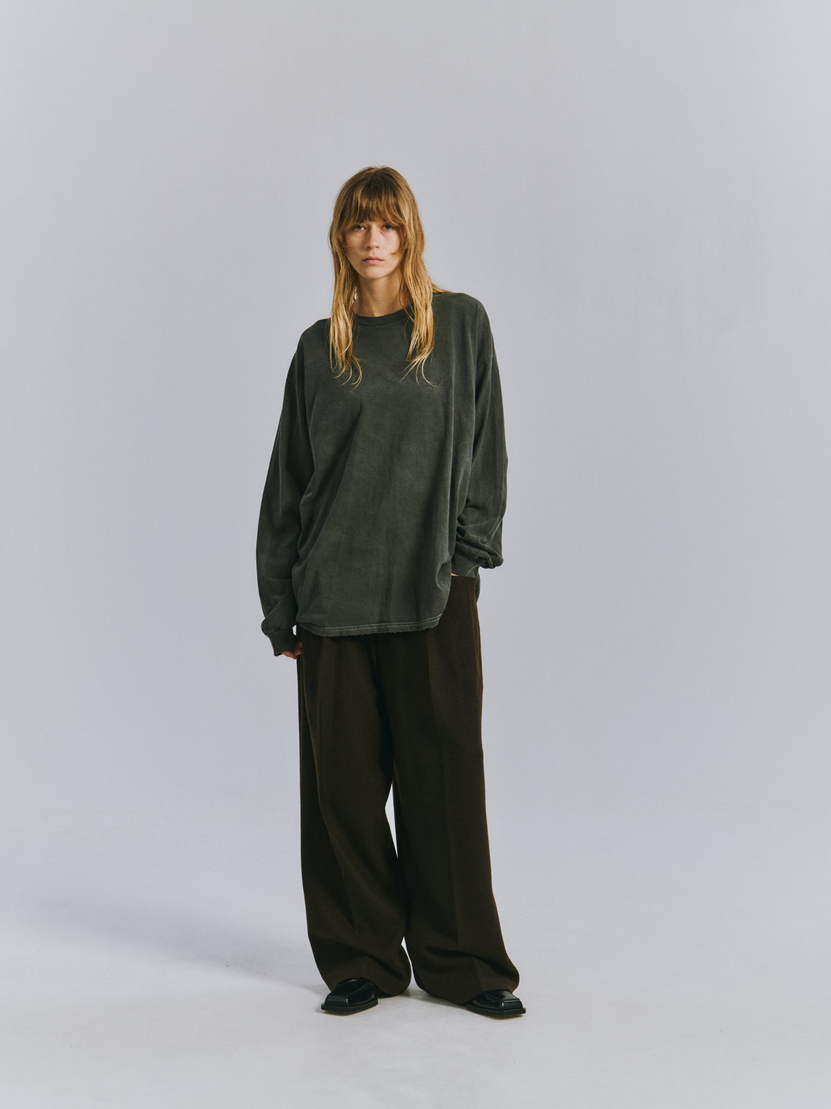EMBROIDERY DYED LS T-SHIRT 2(MARRON)