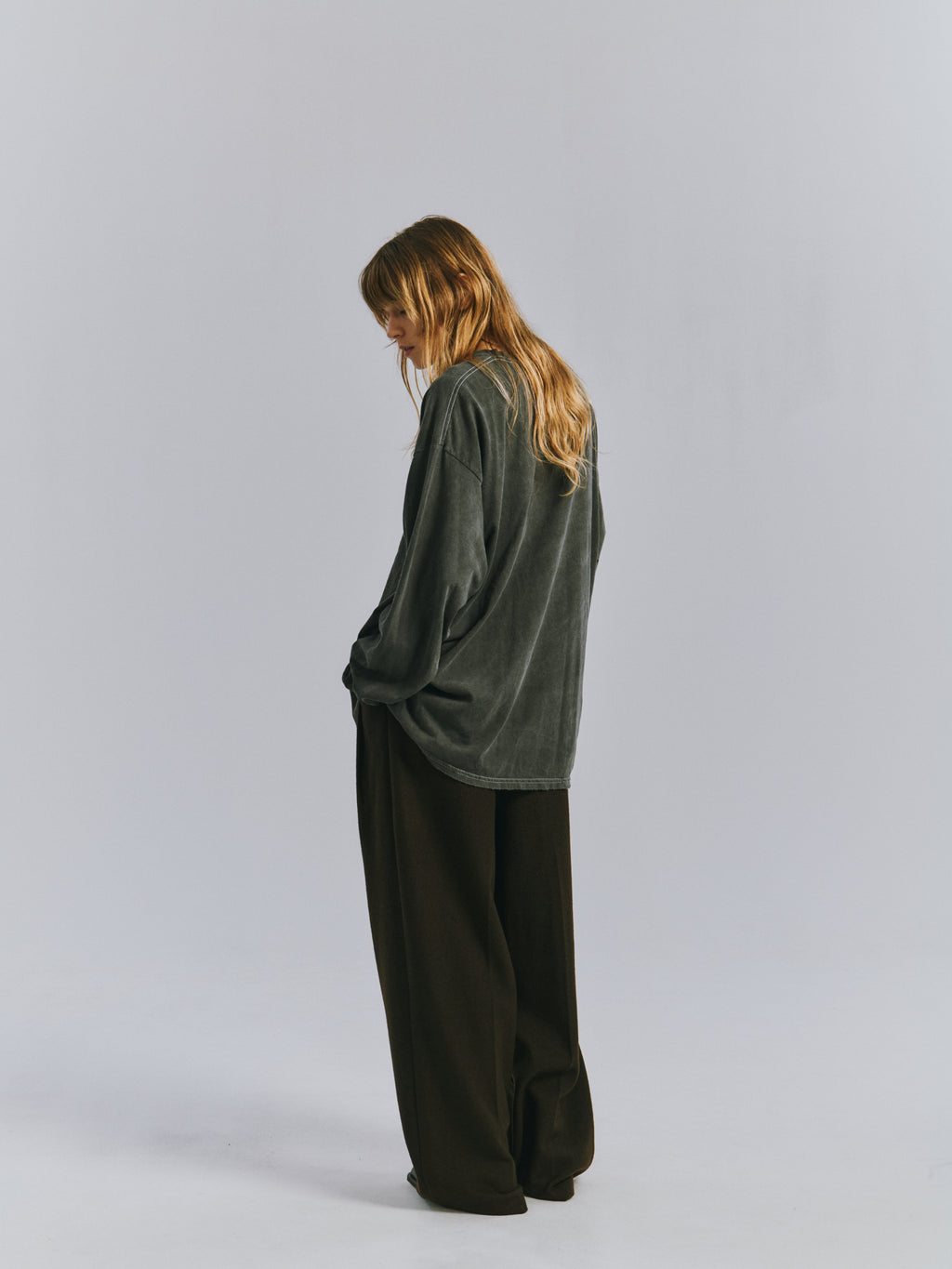 EMBROIDERY DYED LS T-SHIRT 2(MARRON)
