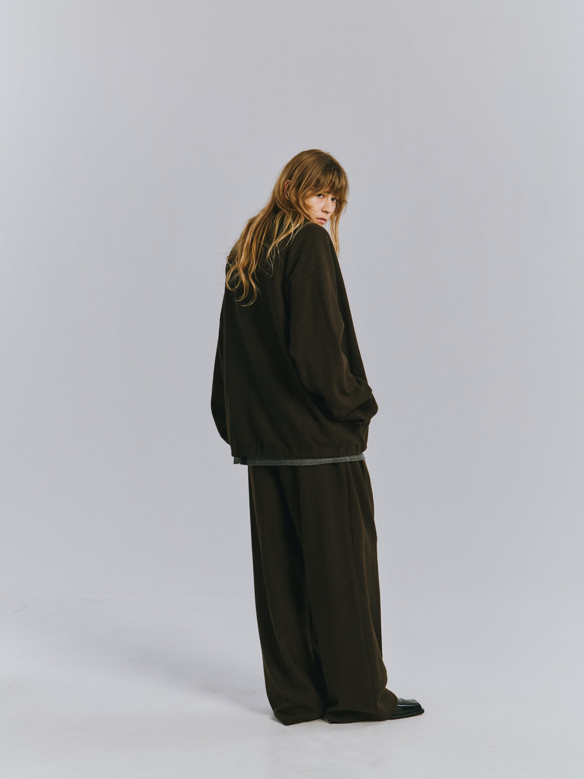 WOOL PULL OVER SHIRT(D.BROWN)