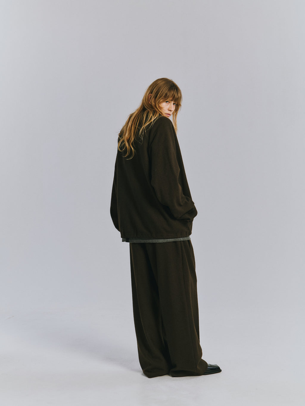 WOOL PULL OVER SHIRT(D.BROWN)